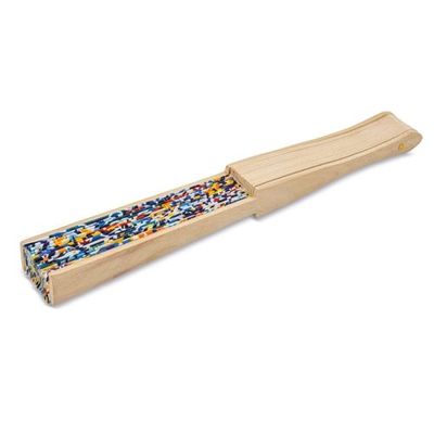 Abanico estampado de madera y poliéster