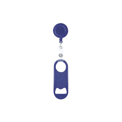 Abridor de acero con clip retráctil Azul