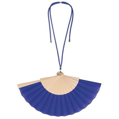 Abanico de madera y poliéster con cordón ajustable