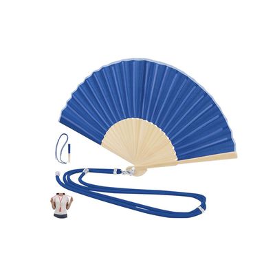 Abanico de bambú y resistente poliéster con cordón ajustable