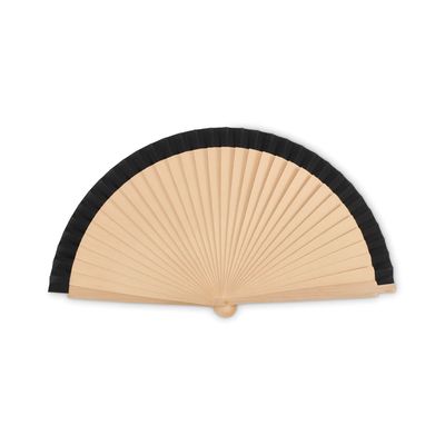 Abanico de madera resistente con 34 varillas Negro