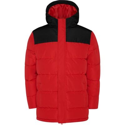 Abrigo acolchado con capucha fija Rojo/Negro Xl