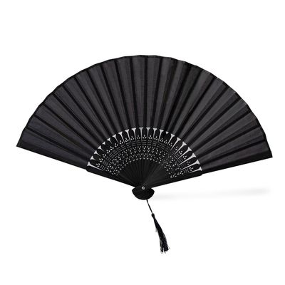 Abanico de bambú y poliéster negro