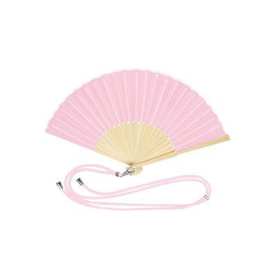 Abanico de bambú y resistente poliéster con cordón ajustable Rosa
