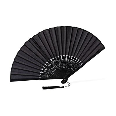 Abanico de bambú y poliéster negro Negro