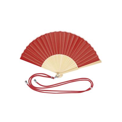 Abanico de bambú y resistente poliéster con cordón ajustable Roj