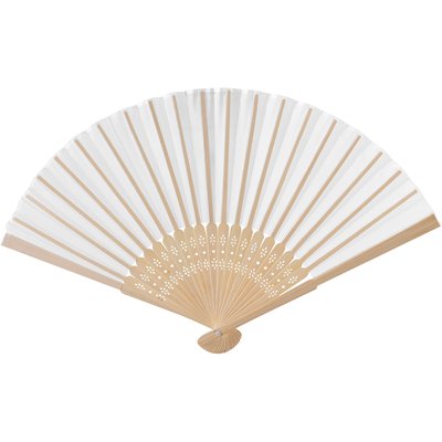 Abanico Bambú 21cm Entramado Decorativo Blanco