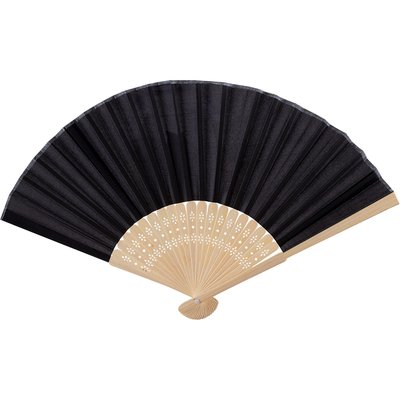 Abanico Bambú 21cm Entramado Decorativo Negro