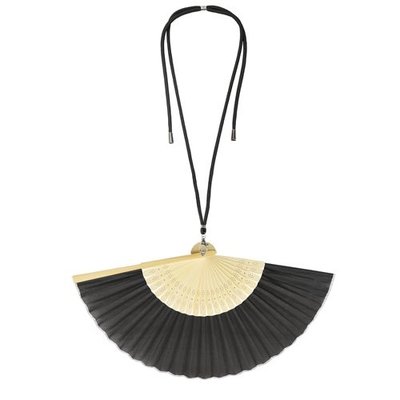 Abanico bambú y poliéster con cordón ajustable