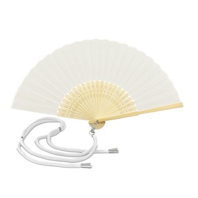 Abanico bambú y poliéster con cordón ajustable
