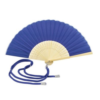 Abanico bambú y poliéster con cordón ajustable