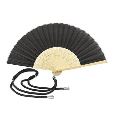 Abanico bambú y poliéster con cordón ajustable