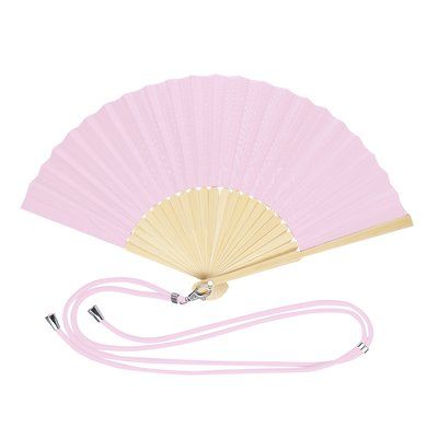 Abanico de bambú y resistente poliéster con cordón ajustable Rosa