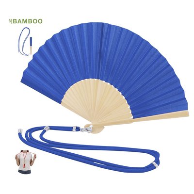 Abanico de bambú y resistente poliéster con cordón ajustable