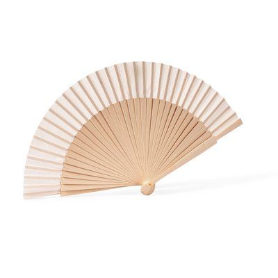 Abanico elegante de madera natural y poliéster Natural
