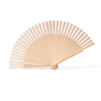 Abanico elegante de madera natural y poliéster
