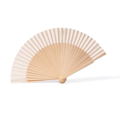 Abanico elegante de madera natural y poliéster