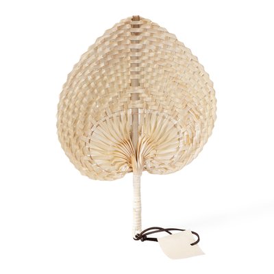 Abanico ligero de paja con etiqueta personalizable Natural