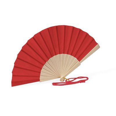 Abanico madera 26 cm con cordón Rojo