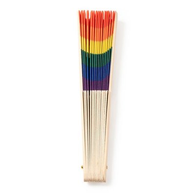Abanico de madera multicolor