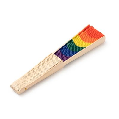Abanico de madera multicolor