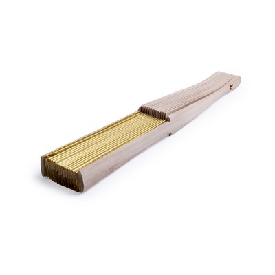 Abanico de Madera Oro/Plata