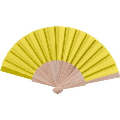 Abanico de Madera y Poliéster 23 cm Amarillo