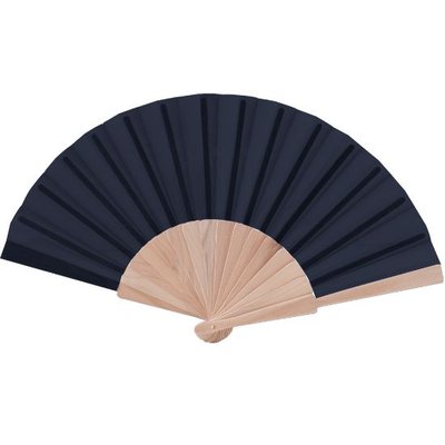 Abanico de Madera y Poliéster 23 cm Azul Marino