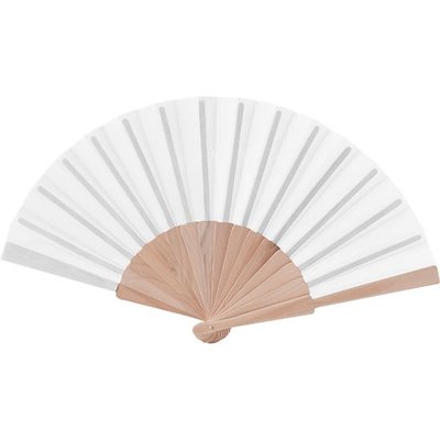 Abanico de Madera y Poliéster 23 cm Blanco