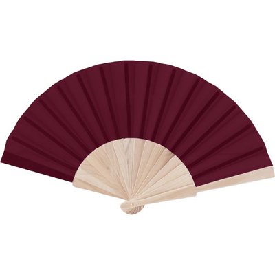 Abanico de Madera y Poliéster 23 cm Burdeos