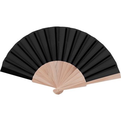 Abanico de Madera y Poliéster 23 cm Negro