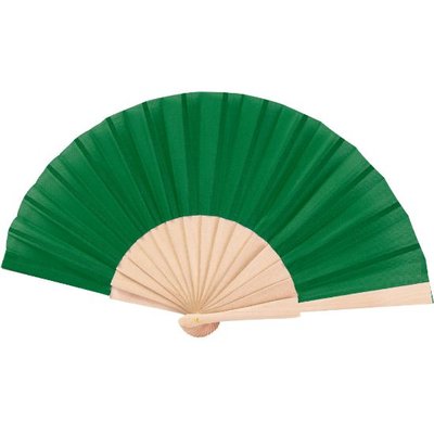 Abanico de Madera y Poliéster 23 cm Verde