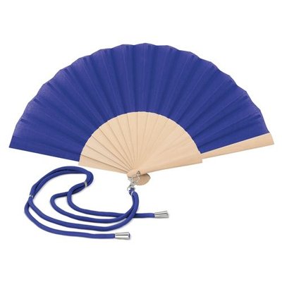 Abanico de madera y poliéster con cordón ajustable