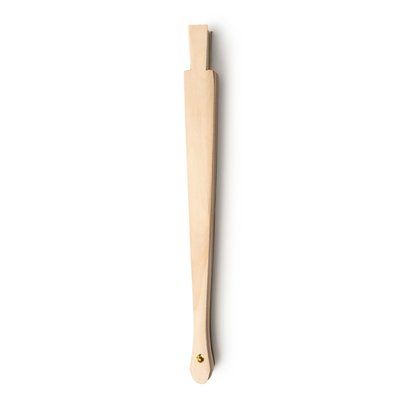 Abanico de madera y tela en algodón Crudo