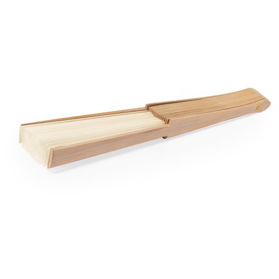 Abanico de madera y tela de algodón y poliéster