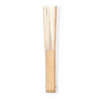 Abanico de madera y tela de algodón y poliéster