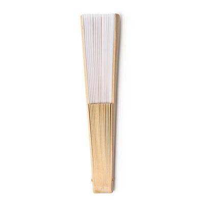 Abanico de madera y tela RPET Blanco