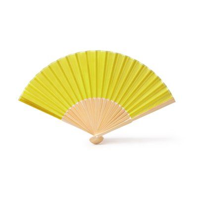 Abanico con varillas de bambú Amarillo Talla Única Adulto