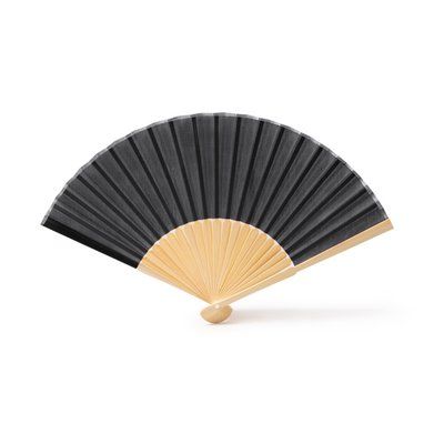 Abanico con varillas de bambú Negro Talla Única Adulto