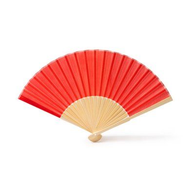 Abanico con varillas de bambú Rojo
