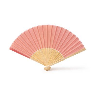 Abanico con varillas de bambú Rosa Claro