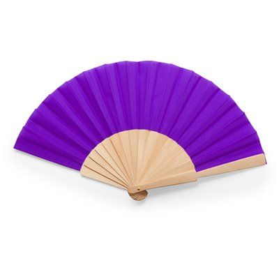 Abanico con varillas madera y tela poliéster Púrpura