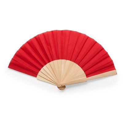 Abanico con varillas madera y tela poliéster Rojo TALLA ÚNICA ADULTO