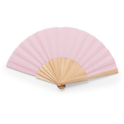 Abanico con varillas madera y tela poliéster Rosa Claro TALLA ÚNICA ADULTO