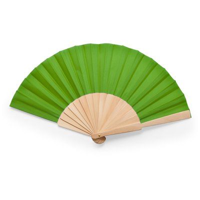 Abanico con varillas madera y tela poliéster Verde Oasis