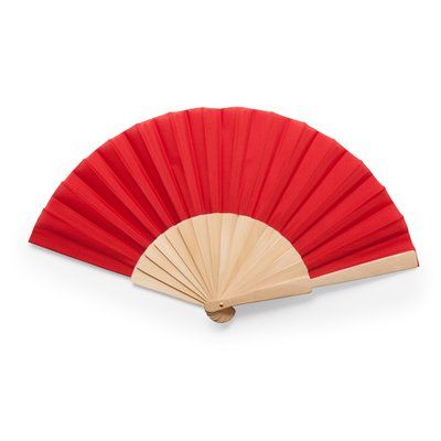 Abanico con varillas madera y tela poliéster