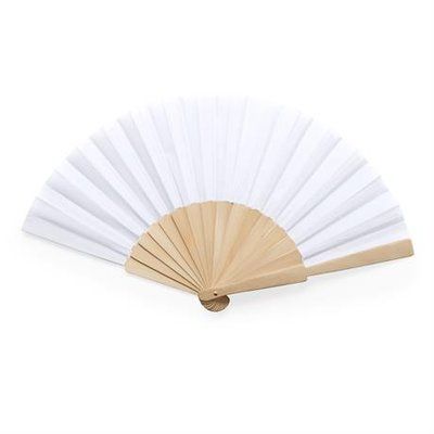 Abanico con varillas madera y tela poliéster
