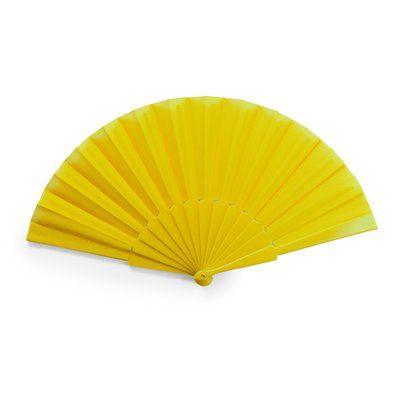 Abanico con varillas de plástico Amarillo Talla Única Adulto