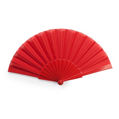 Abanico con varillas de plástico Rojo