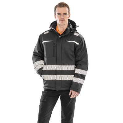 Abrigo softshell reflectante con capucha Black S